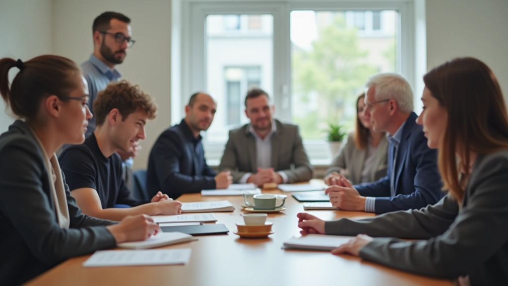 Vielfältige Gruppe in Sprachkurs, Integrationsmaßnahmen, moderner Schulungsraum mit modernen Lehrmitteln